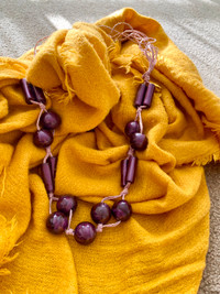 Rosewood Bead Fashion Necklace: Purple