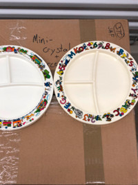Vtg Disney Alphabet Kids Childs 9.5" Melamine Plastic Plate w/Di
