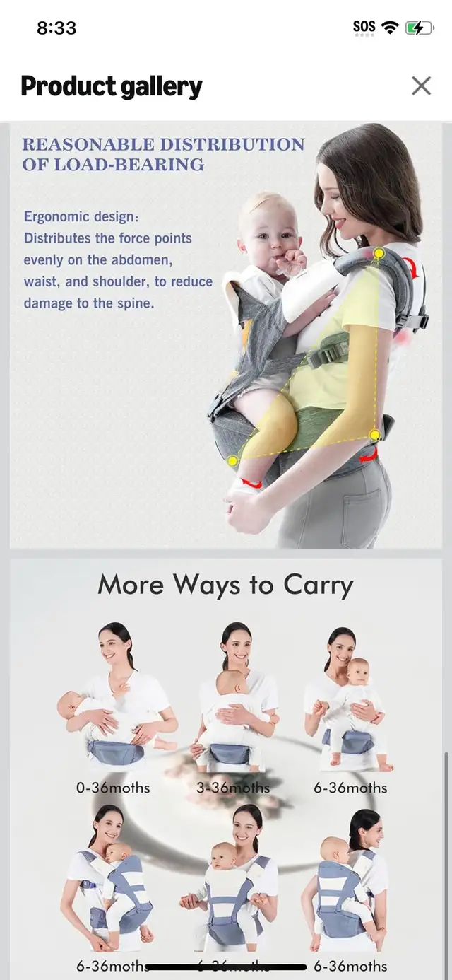 New-Bellababy Multifunction Baby Carrier Hip Seat in Strollers, Carriers & Car Seats in Mississauga / Peel Region - Image 4