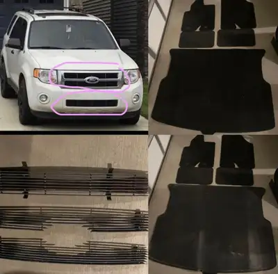 Only selling as a lot. Mats- carpet is in new condition. The one for the back is reversible with rub...