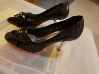 ladies black patent shoes size 8