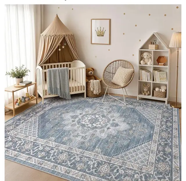 Tortania Area Rug 10x14 Living Room Rug Washable SoftBlue in Rugs, Carpets & Runners in Hamilton - Image 4