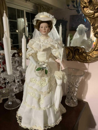 Collectible porcelain doll / Flora bride doll -  18” tall