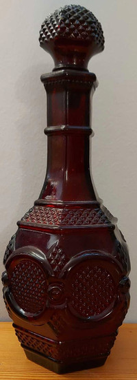 Vtg Avon 1876 Cape Cod Collection Red Glass Wine Decanter 10"