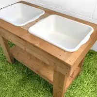 Children's Handmade Play Table with 2 bins. Indoor / Outdoor mad