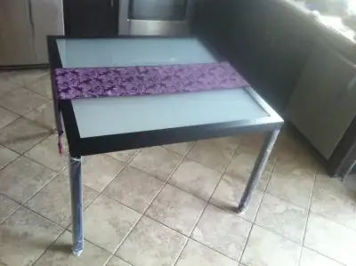 New metal glass dining table, in good condition, $55;, View more