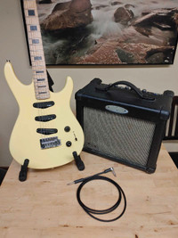 Partscaster with Washburn G-3V body, patch cord and Amp combo