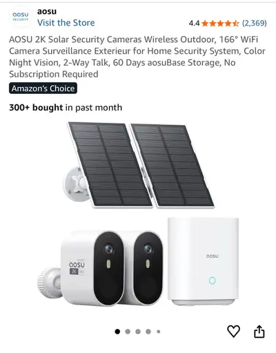 Aosu 2K Solar Security Camera System, View more