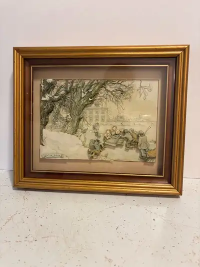 Papertole 3 - D Image “ Winter Scene w Children Playing”, View more