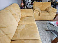 Suede set of couches (sofa, love seat, chair)