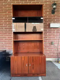 Mid century modern Danish rosewood 2 piece cabinet shelving unit