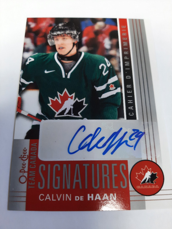 Calvin de Haan 2013-14 O-Pee-Chee Team Canada Signatures #TC-CD in Arts & Collectibles in Oakville / Halton Region