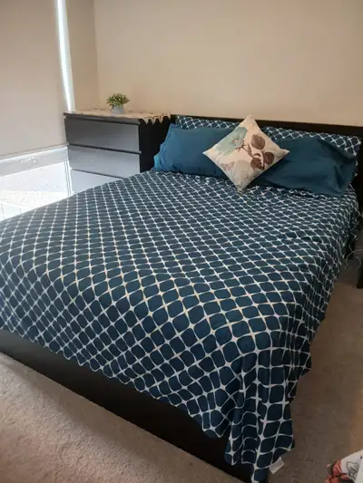Complete IKEA MALM Queen Bedroom Set. Includes: • Queen Bed Frame • Queen Hybrid Pillow Top Mattress...