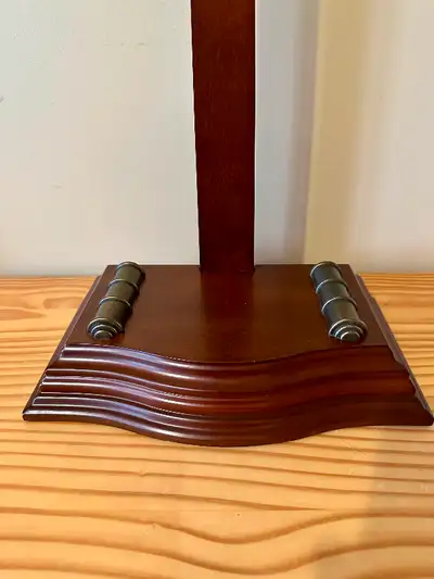 Luxury Bombay company solid wood book stand with two solid brass scroll decor in excellent condition...