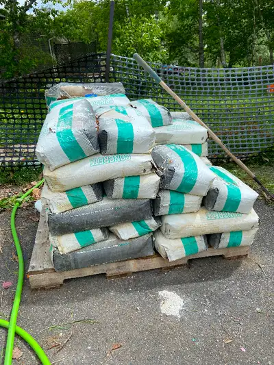 A pallet of concrete blocks; our tarp blew off and ruined the pallet. These bags would be great for...