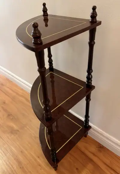 Vintage Ebonized ClassicCorner Etagere. 3-tier shelf. 26”H, View more