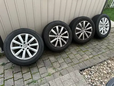for sale set of 4 like new tires and rims ,vw original tires pressure sensor included ! they were of...