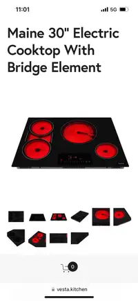 Brand New Vesta 30 inch electric cooktop for sale.