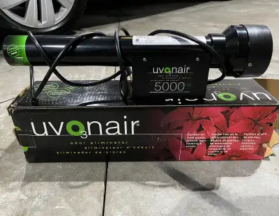 Purifies air from plants, mildew, pets, cooking & smoke. Covers a 5,000ft3 area. Used only once in m...