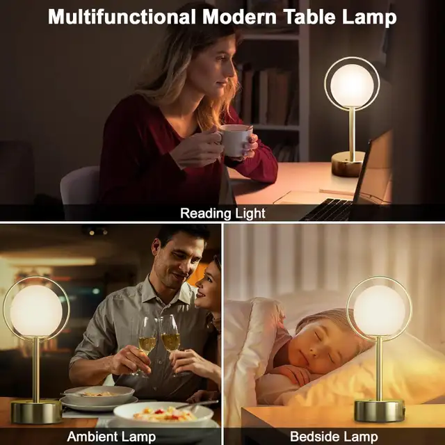 Rechargeable Table Lamp 5000mAh Gold Touch Dimmable 3 CCT Batter in Indoor Lighting & Fans in Oshawa / Durham Region - Image 8