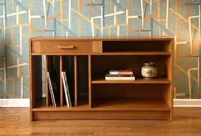 Mid Century Modern Record Player Stand with sliding shelf, View more
