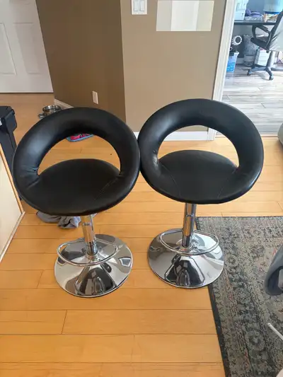 black pleather bar height chairs ( adjustable height), View more