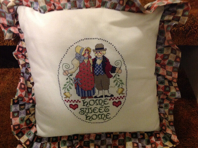 Embroidered Pillow "Home Sweet Home" in Home Décor & Accents in Vernon