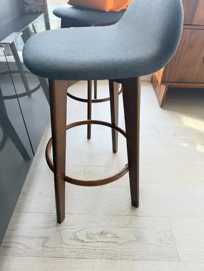 2 Grey and Wood Stools, View more