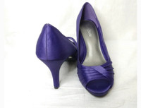 Le Chateau purple satin peep toe heels
