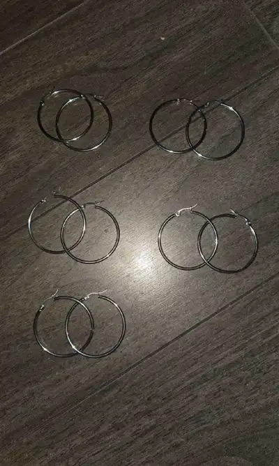 hoop earrings, silver, gold for 5$ each set, View more