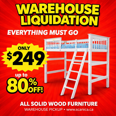 Solid wood loft beds $249 Toronto warehouse liquidation. Everything must go. Limited inventory avail...