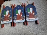 Wood Santa Sleds Decoration (EACH)