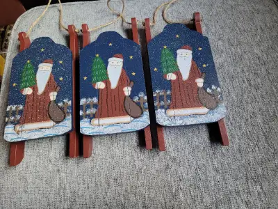 Wood Santa Sleds Decoration (EACH), View more
