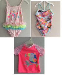 3x George SWIMMING Suit Baby Girls Rainbow Pink Size 4-6