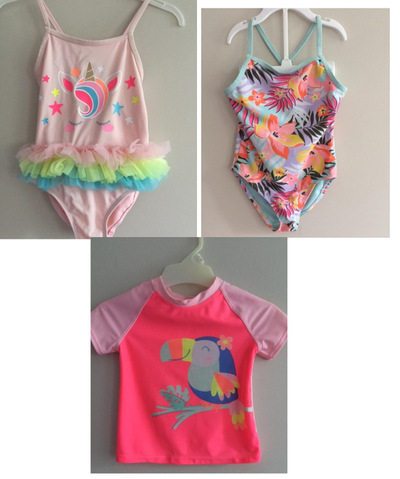 3x George SWIMMING Suit Baby Girls Rainbow Pink Size 4-6, View more