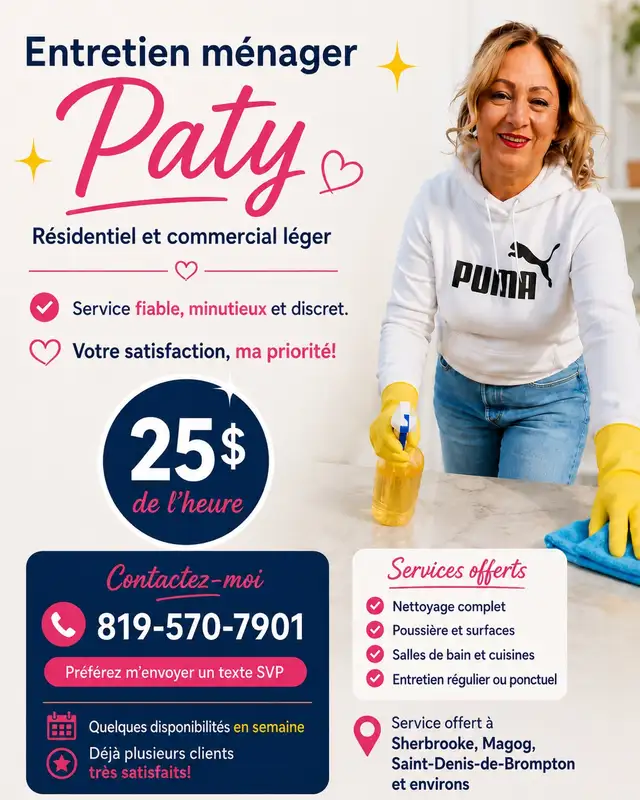 Paty Household Cleaning Interview (Sherbrooke, Magog, Saint-Denis)