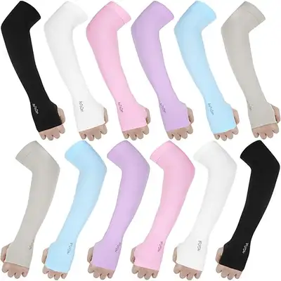 6 NEW Pairs UPF50+ UV Arm Protection Sun Sleeves Sport Cooling Arm Cover with Thumb Hole $15 Still S...