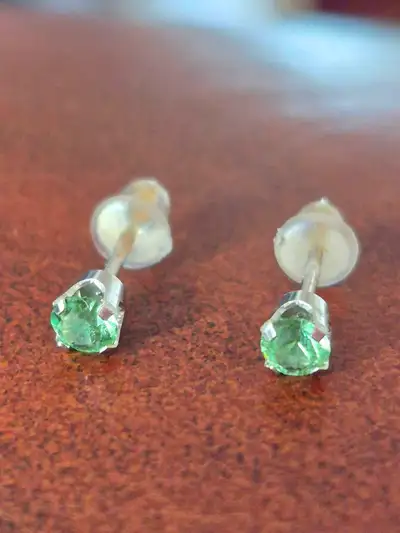 New 14K White Gold Stud Earrings with Fluorite Gemstones, View more