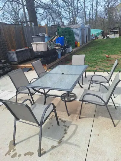 Glass Top Patio Dining Set with 6 Chairs, View more