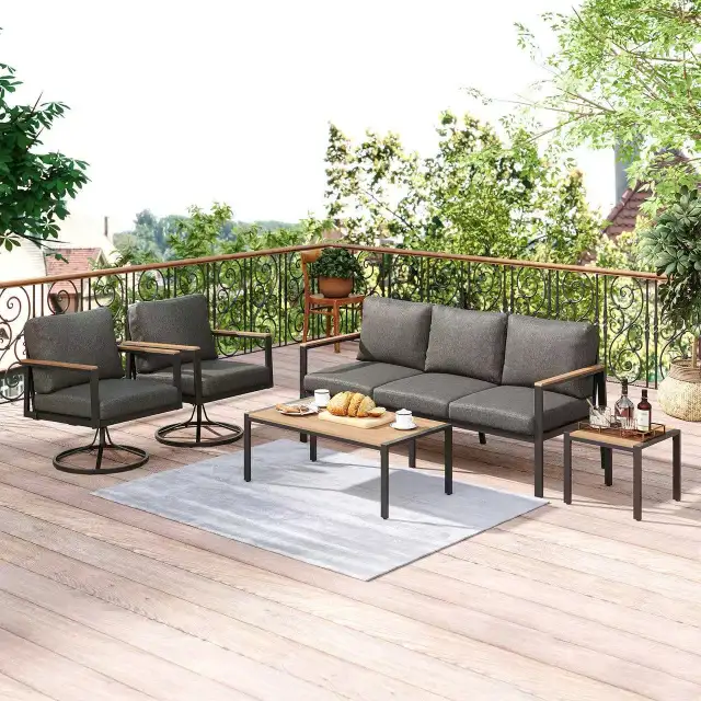 5-Piece Outdoor Patio Furniture Set with 360° Swivel Rocker Chai in Patio & Garden Furniture in Markham / York Region - Image 8