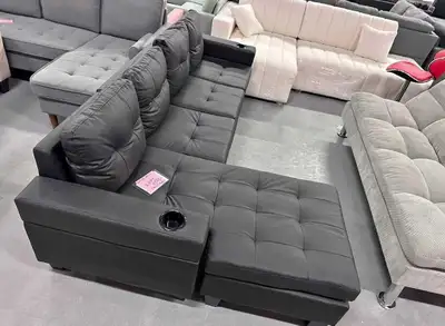 Black Sectional Sofa In Leather, View more