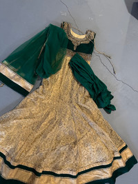 Green & Gold Indian Lengha Dress