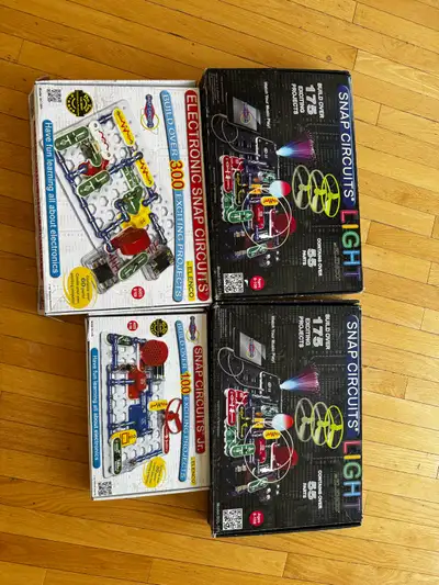 4 boxes of snap circuit as shown in picture. Build over 300 exciting projects. Great way to learn ab...