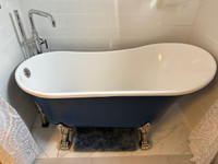 Beautiful new soaker tub with stand alone water tap