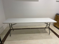 Foldable long white table 8 feet