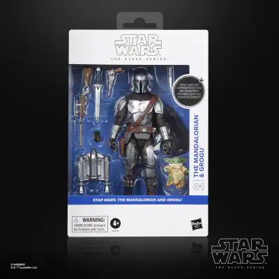 Star Wars the Black Series. Exclusive Chase white box First Edition Mandalorian and Grogu action fig...