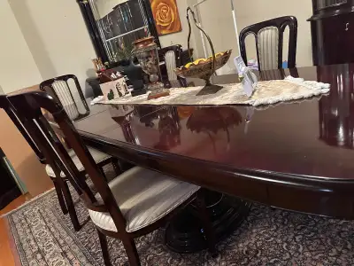 Mahogany Dining set: Table, chairs, and full cabin - Woodbridge , View more