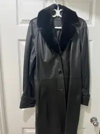 Women's long leather coat