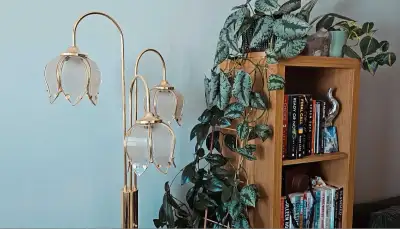Vintage **RARE** tulip brass floor lamp, View more