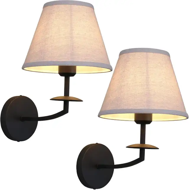 2 x Dimmable Wall Sconces w/ Linen Lampshades in Indoor Lighting & Fans in Ottawa - Image 2